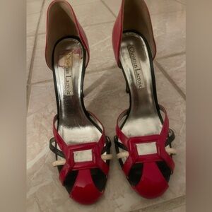 Christian Lacroix, size 40. Red/white/blue patten leather. Made in Italy